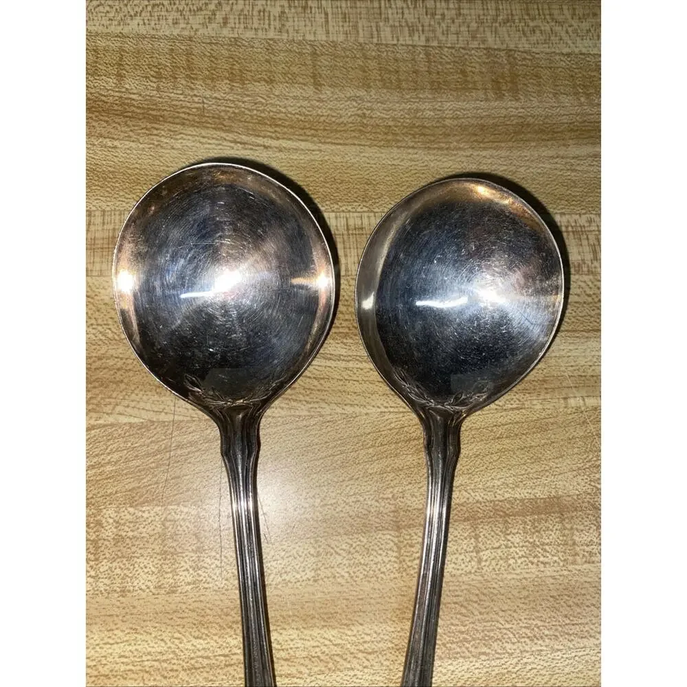 Vintage Set Of 2 RW&S SECTIONAL Silver Plate Soup Or Serving Or Gravy Spoons